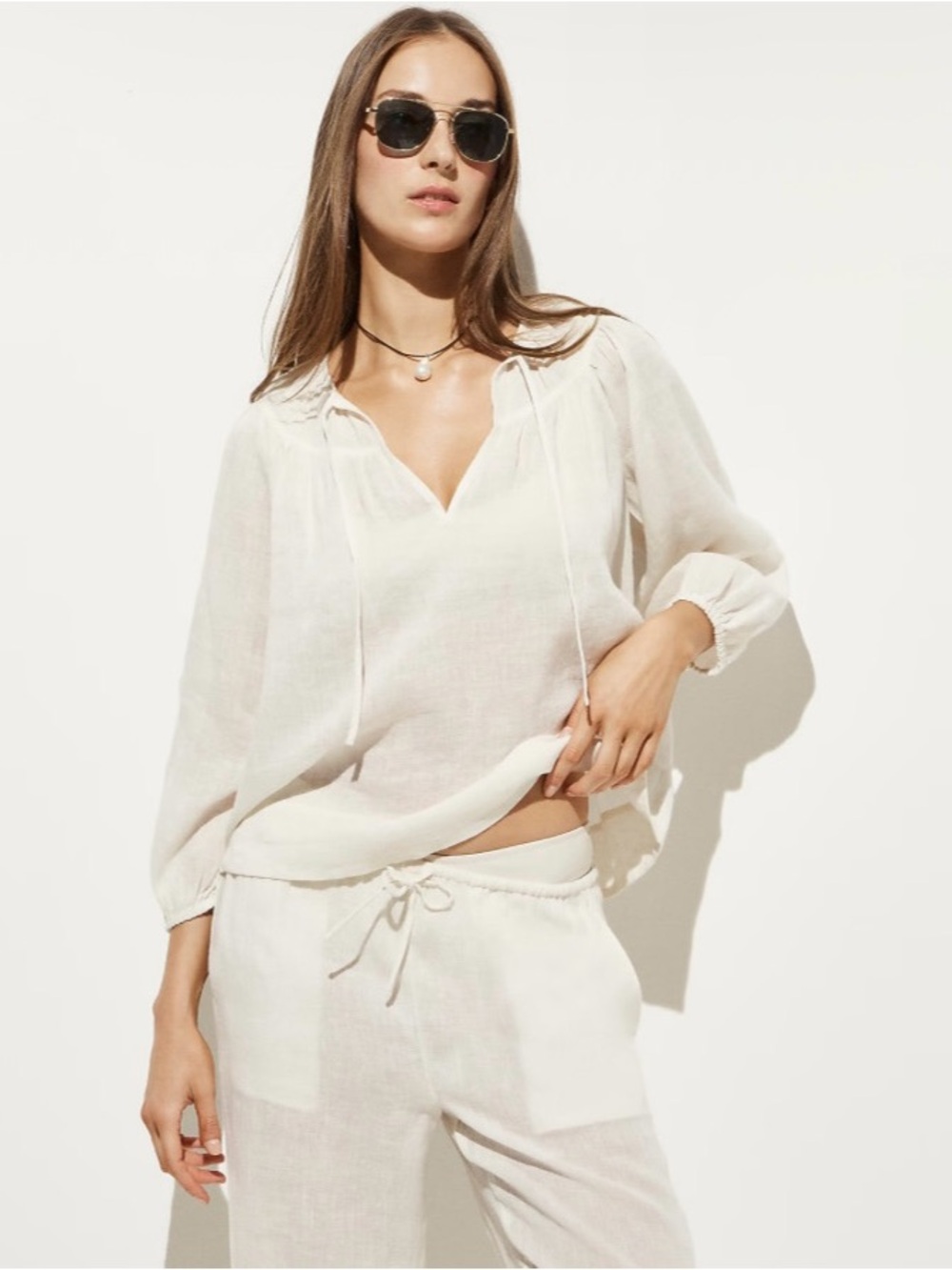 NWT J. Crew Long-sleeve Tunic Top Hampton Linen-blend Ivory